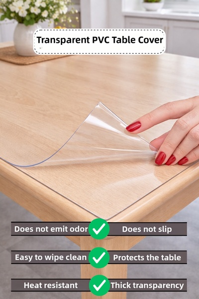 Soft Kare Transparent Tablecloth Pvc Table Protector – Wipeable Non-Slip – An...
