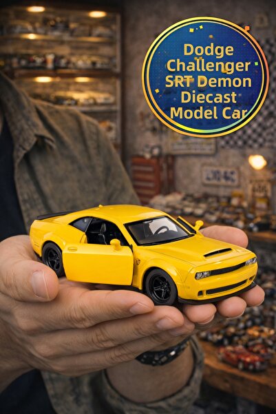 TOYFEST سيارة دودج تشالنجر SRT ديمون الأمريكية الصفراء ذات الأبواب القابلة لل...