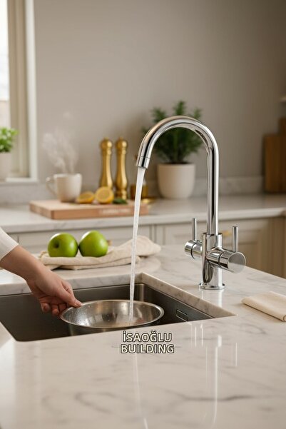 İSAOĞLU YAPI Purified Sink Faucet Silver Color Kitchen Fixture with Purifier ...