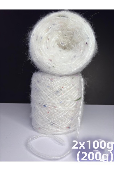 Ana&Kuzusu İplik Бял фин мохер, бял туидиран фин мохер (2-плитков) прежда за ...