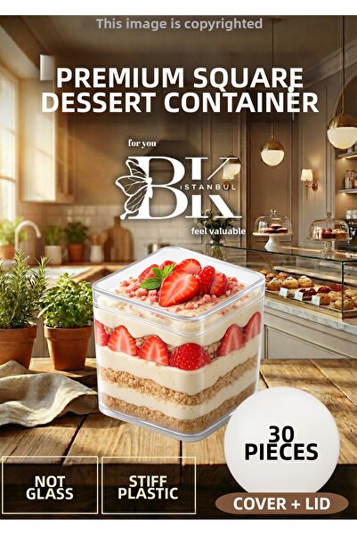 bkistanbul 30 Pieces of Transparent Hard Plastic Mica Dessert and Presentatio...