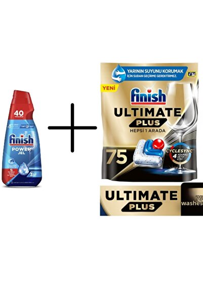 Finish Dishwasher Detergent Gel 1000 ml + Finish Ultimate Plus 75 Capsules Di...
