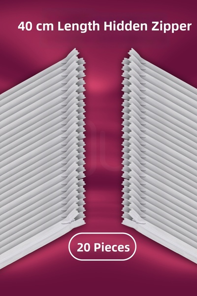 Moud's White Hidden Zipper 40cm 50 Pieces