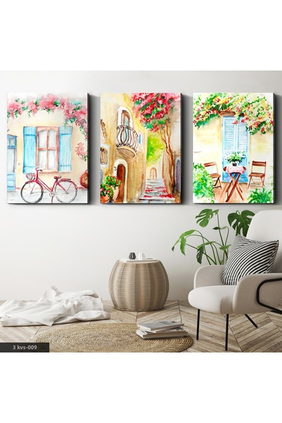 Evinemoda Pânză cu flori 3 piese - Pictură pe pânză