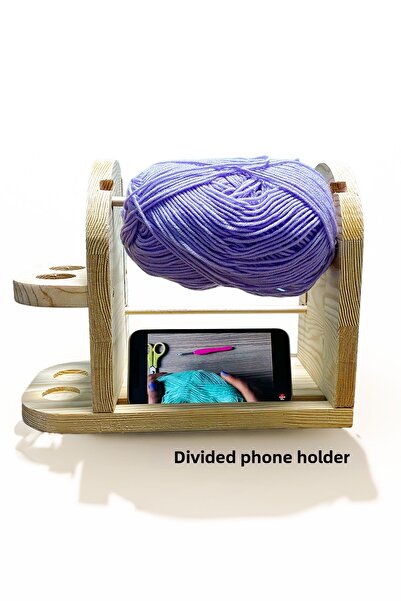 Arkaik Craft Yumak Holder Phone Holder Thread Stand with Compartments