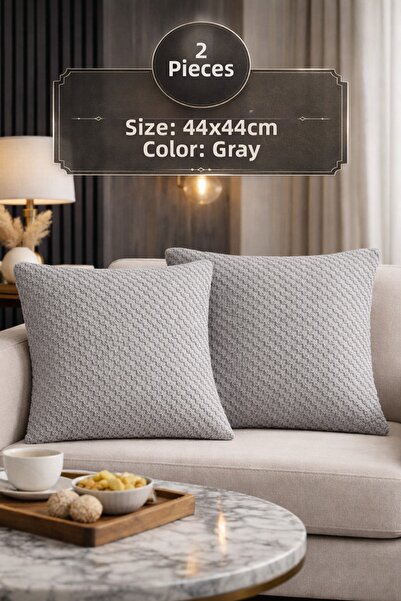 SHAL HOME غطاء وسادة مزخرف مكون من قطعتين - مقاس 44 × 44 سم