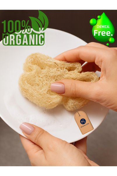 miraluni 100% Natural Pumpkin Fiber Dish Sponge Set of 3 – Organic, Plastic-Free, Natural Cleaning Sponge