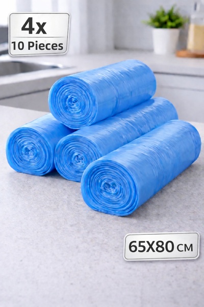 nex pack كيس قمامة كبير الحجم 65×80 سم أزرق اللون 4×10 قطع، قطع نجمي، مانع لل...