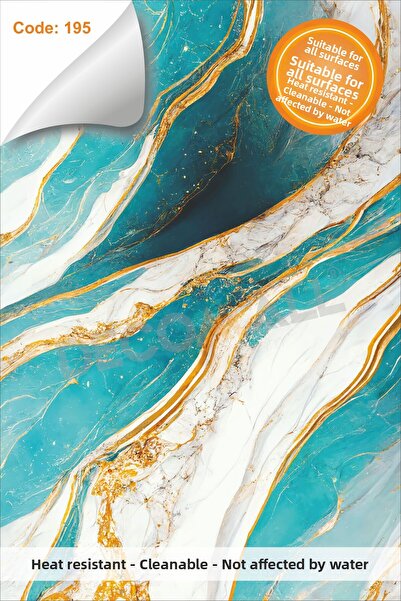 DECOMALL بلاط رخامي مقاوم للماء مقاس 100×100 سم لأرضية المطبخ والحمام مع طبقة...