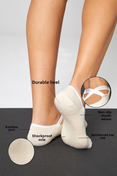 bamboo star Șosete de balerină pentru femei din bambus, cu talpă anti-aluneca...