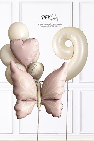 PEKSHOP 9 Year Old Birthday Balloon Chain with Balloons and Retro Pink Butter...