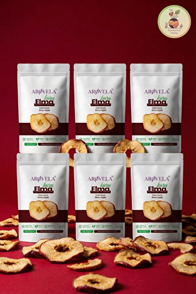 Arovela أروفيلا - تجفيف حراري طبيعي للتفاح المجفف 50 جرام × 6 قطع