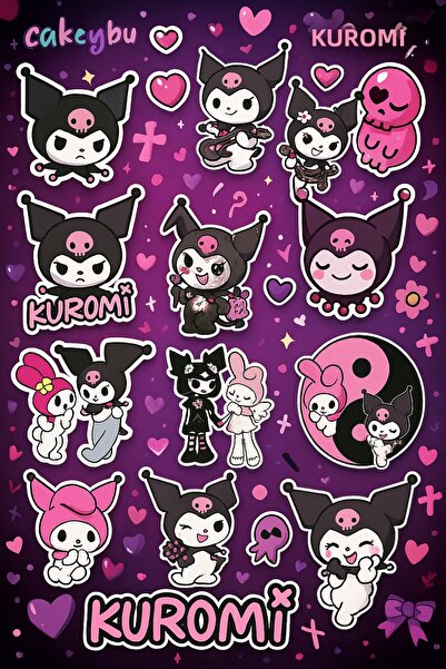 ca kay bu Kuromi Holographic Sticker Set – 2 Sheets A4 |   Cute Kawaii Stickers