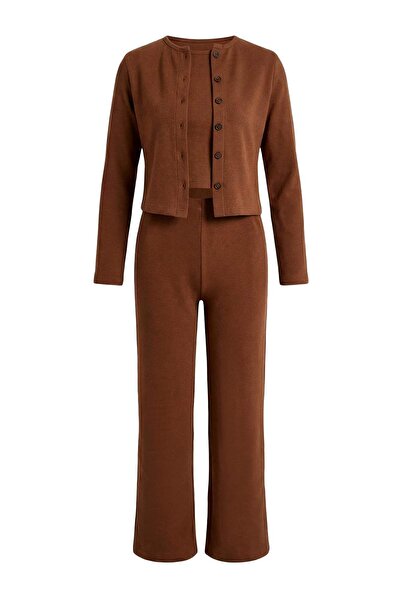 Trendyol Collection Ανοιχτό καφέ 3 τεμάχια Σετ με ελαστικό πλεκτό κάτω μέρος ...