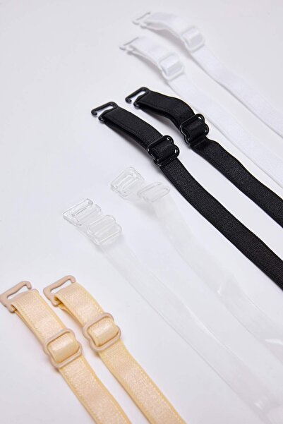 Trendyol Collection Μαύρο-άσπρο-δερμάτινο-διάφανο λουράκι σουτιέν 4 τεμαχίων ...