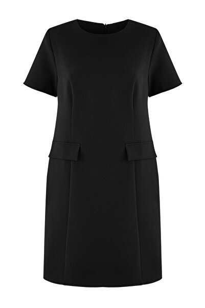 Trendyol Curve Black Finike Woven Plus Size Dress