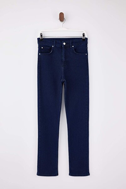 Trendyol Collection Dark and Blue High Bel Slim Fit Comfort Jeans Twoss26Je00102