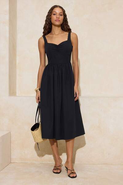 Trendyol Collection Black Midi Poplin Woven Dress Twoss26El00138