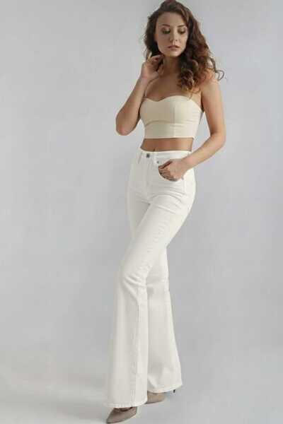 NWC Flare Jeans Denim Trousers High Waist Thick Fabric Off-White Flared Lycra