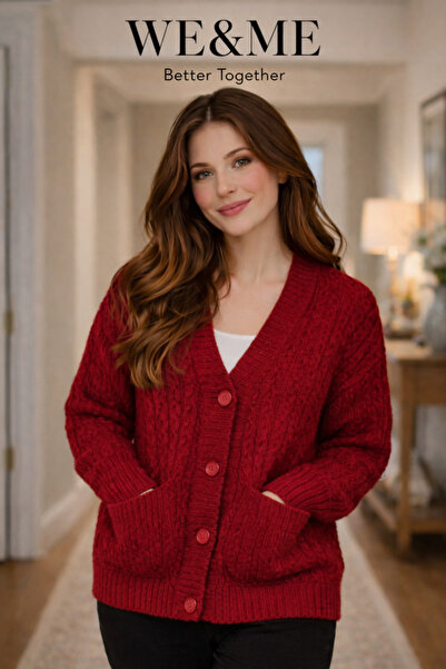 WE AND ME سترة نسائية محبوكة بأزرار وجيبين