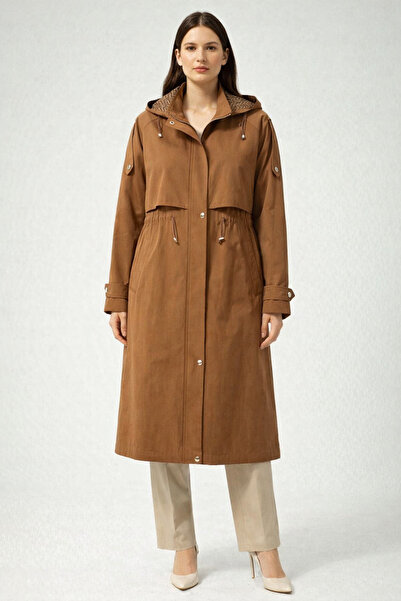 Kayra Kapüşon Detaylı Trençkot Koyu