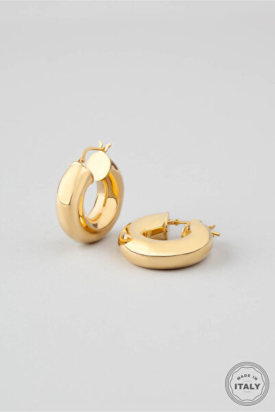 So CHIC... İtalyan Tasarım 18 Ayar Sarı Altın Kaplama Gümüş Halka Küpe