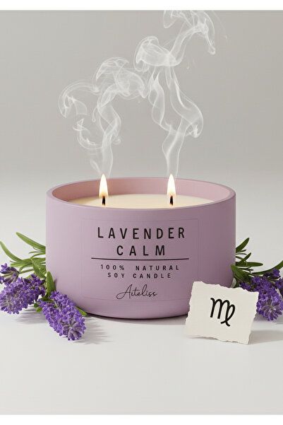 Arteliss Lavanta Kokulu Mum | Lavender Calm | Pastel Lila Kaplı Doğal Soya Mum