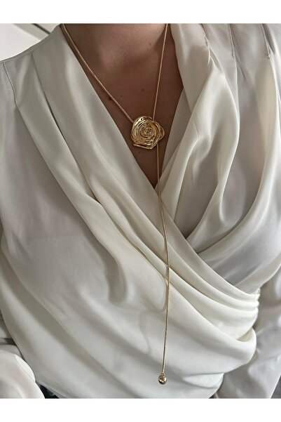 Charmist Kadın Çelik gold asansörlü gül kolye