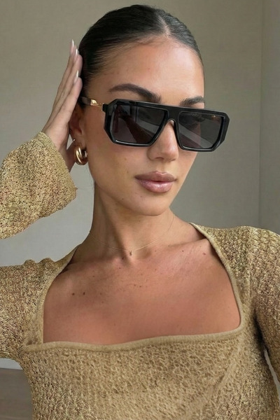 Eyesofia تشيكر تيتانيوم نظارات شمسية سوداء للجنسين