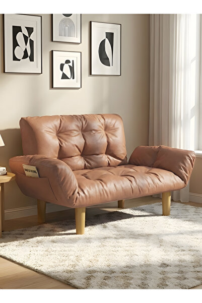 Taimi أريكة سرير قابلة للطي تتسع لشخصين، بمساند ذراعين وظهر قابلة للتعديل، لغ...