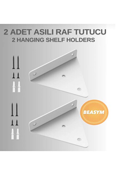 Beasym 2'li Gizli Duvar Rafı Askı Aparatı - Sağlam Metal Üçgen Raf Tutucu Bra...
