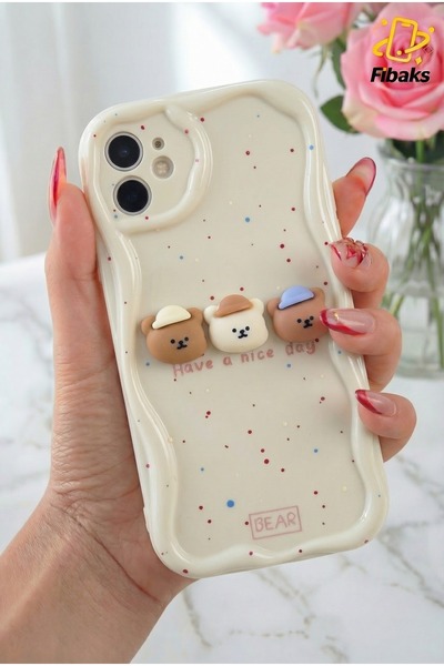 Fibaks iPhone 11 Kılıf Tasarımlı Desenli Kamera Korumalı Have A Nice Day Ayıc...