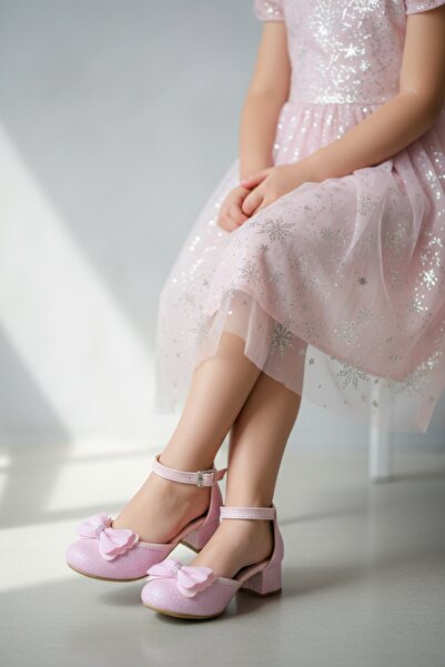 PATİK BEBE PANTOF DE SEARĂ CU TACURI PĂTRATE DE CULOARE POWDER