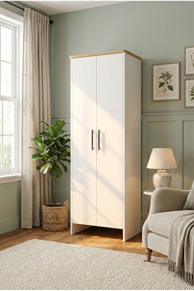 Serçedesign 2 Kapaklı 6 Raflı Çok Amaçlı Dolap – Beyaz 182 Cm | Mutfak, Banyo...