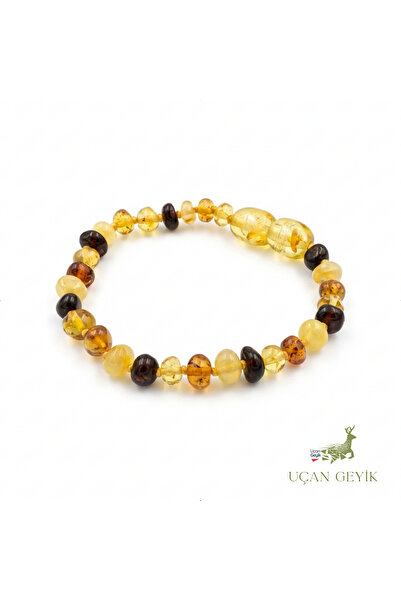 UçanGeyik Kehribar Bebek Diş Çıkarma Bileziği - Doğal Taş, Bebek Dostu, Güven...