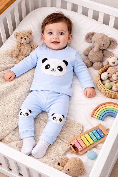 Mora Baby Kids طقم بدلة رياضية للأطفال مكون من قطعتين مطرزة بتصميم الباندا | ...