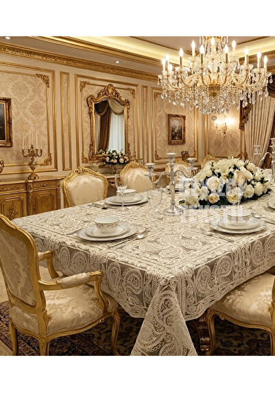 Çt Çeyizci Tekstil French lace ottoman style single table cover