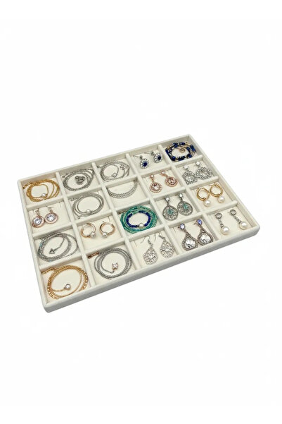 MeGass Dekor Domestic Production Suede Fabric Cream Color 34/24 cm 20 Compart...