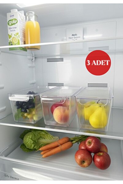 Okyanus Home 3 Pieces Midi Refrigerator Organizer and Storage Container with ...