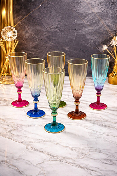 YzHome مجموعة من 6 أكواب زجاجية ملونة مزدوجة للكوفي والشاي بسعة 180 مل