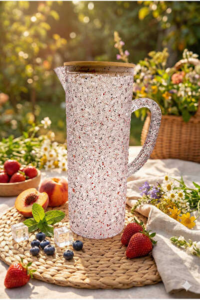 GUGGA Crysta 1.5 L Akrilik Plastik Sürahi – Vakumlu Bambu Kapaklı, Şeffaf Des...