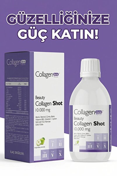 Collagen Forte Platinum Collagen Shot 500ml, 5 Tip Sıvı Kolajen, Biotin, Vita...
