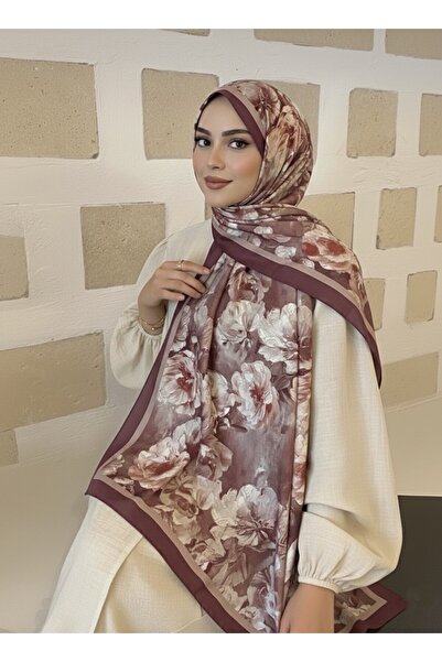 moodşal Gül Kurusu tozlu pembe Katmerli Çiçekli Şal