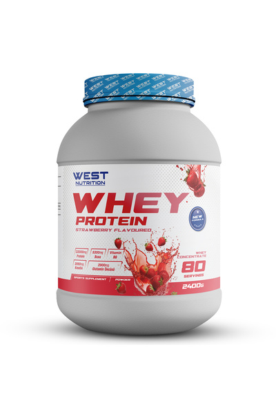 West Nutrition Whey Protein Tozu 2400 gr 80 Servis Çilek Aromalı