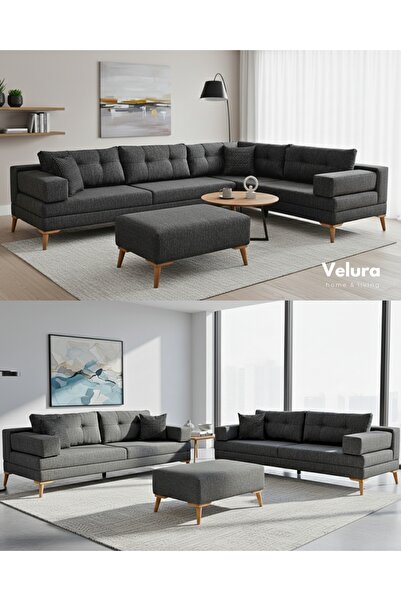 Velura Home & Living Zeri 3+3+3 Yataklı Puzzle Modüler U Köşe Koltuk Takımı &...