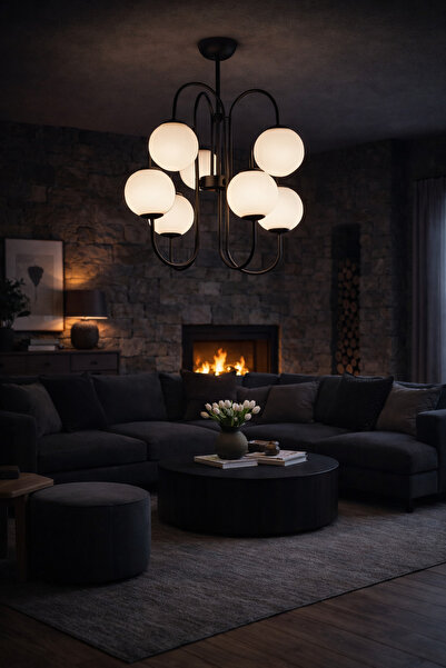 HubRom Πολυέλαιος, SOSA 3558-06-BLL 60x57 cm 6xE27-60W Μαύρο