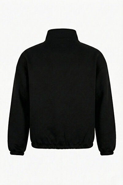 GHASSY CO Ghassy Co. Erkek Yarım Fermuarlı Oversize Bel ve Kol Lastikli İçi Polarlı Sweatshirt