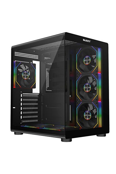 majesty Barq Mid-Tower PC Case | 6 ARGB Fans with Remote | ATX Support | USB ...