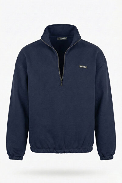 GHASSY CO. Ghassy Co. Мъжки суичър с голяма талия и ръкави с половин цип, ела...