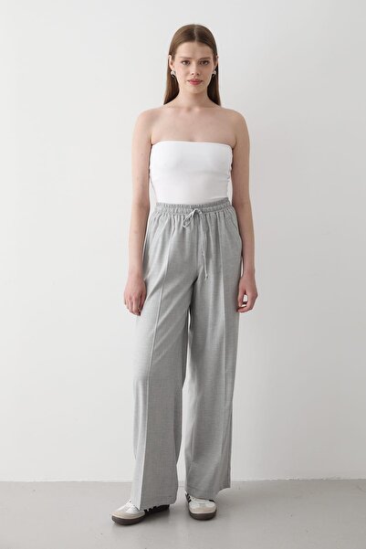 JASTE Kadın Beli Lastikli Bol Paça Palazzo Pantolon